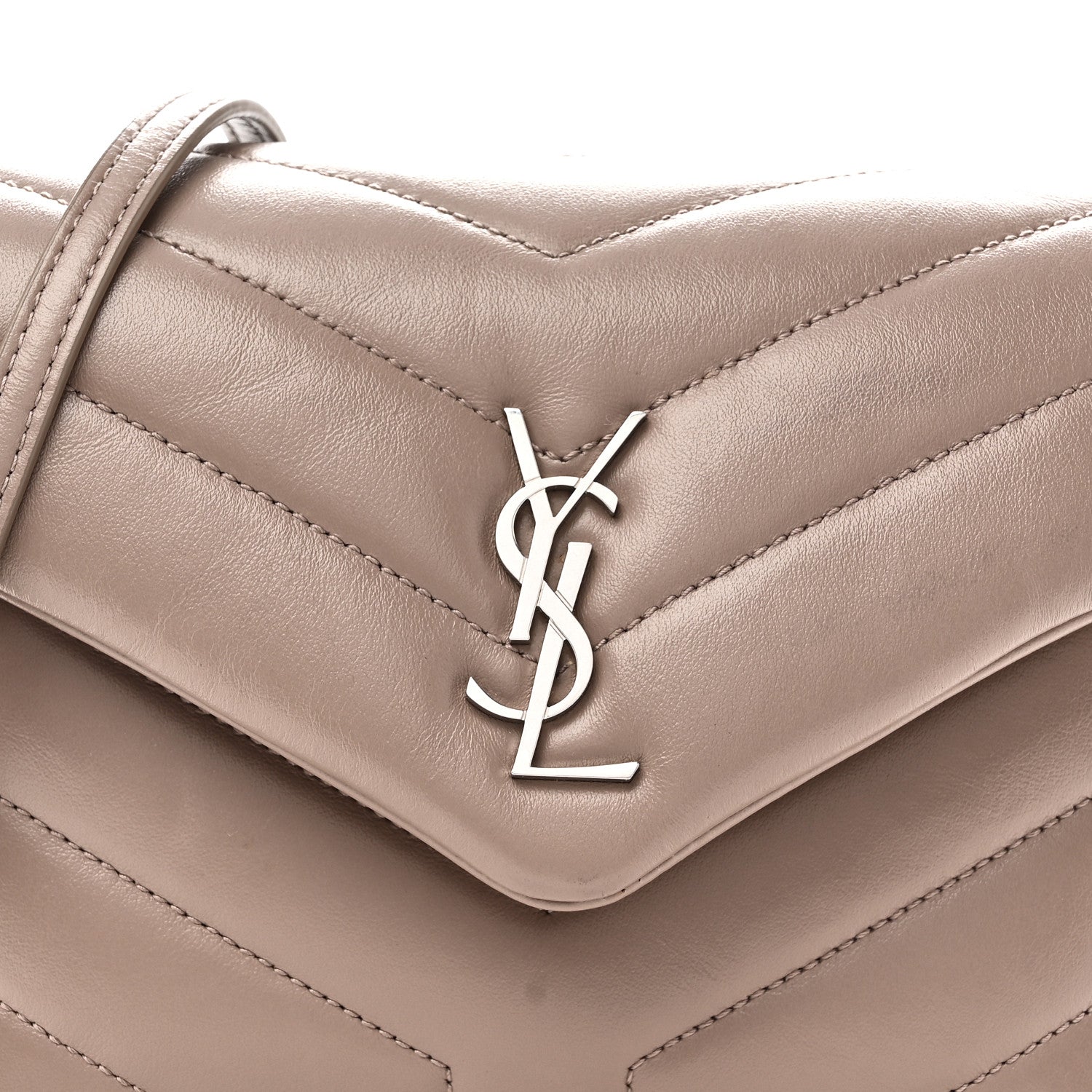 Saint Laurent Calfskin Y Quilted Monogram Toy Loulou Crossbody Bag Mink 8 of 12