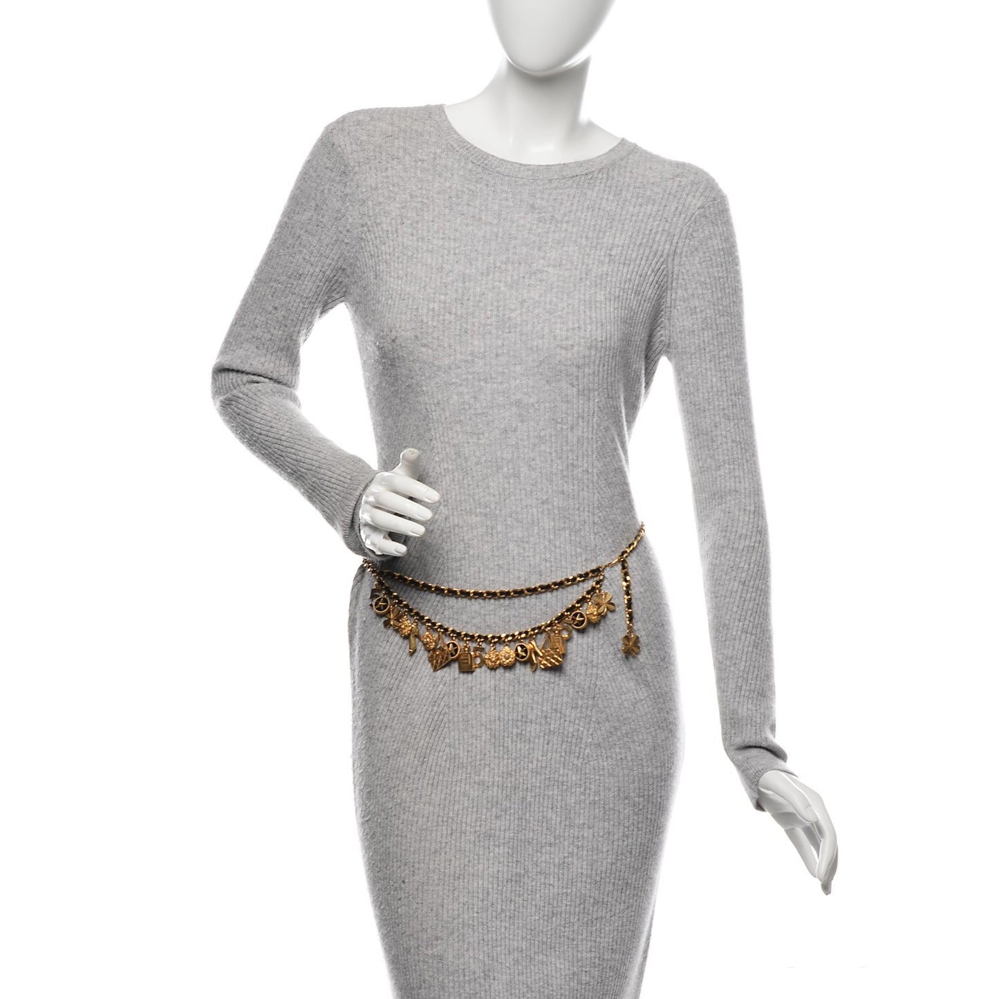 Lambskin Gold Chain Iconic Charm Belt Black Gold