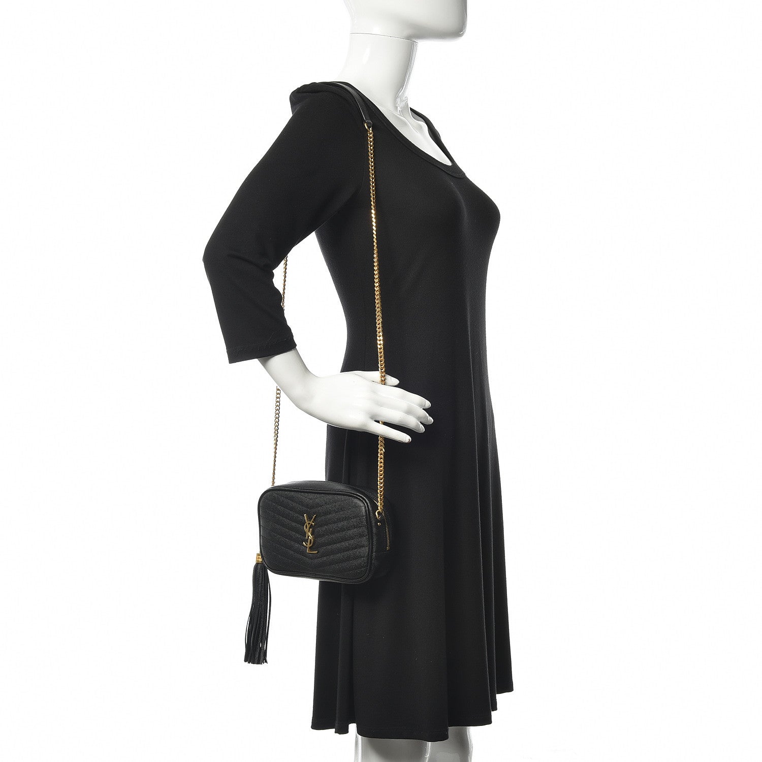 Saint Laurent Grain De Poudre Matelasse Monogram Mini Lou Camera Bag Black 2 of 10