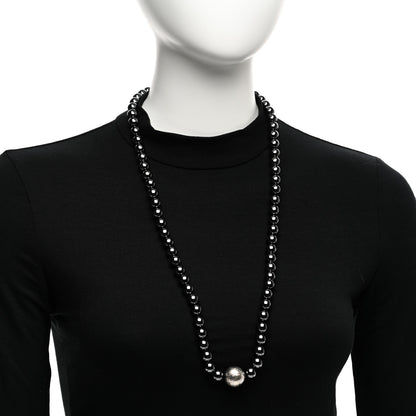 Tiffany Sterling Silver Hematite Hammered Bead Station Necklace 2 of 5