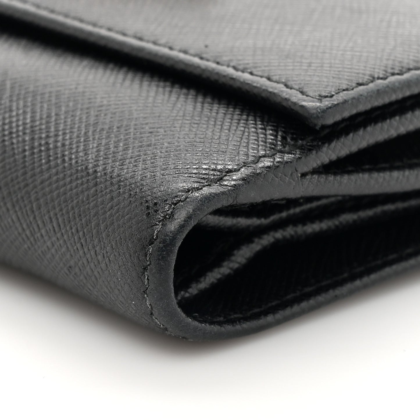 Saffiano Small Triangle Bi-Fold Wallet Black