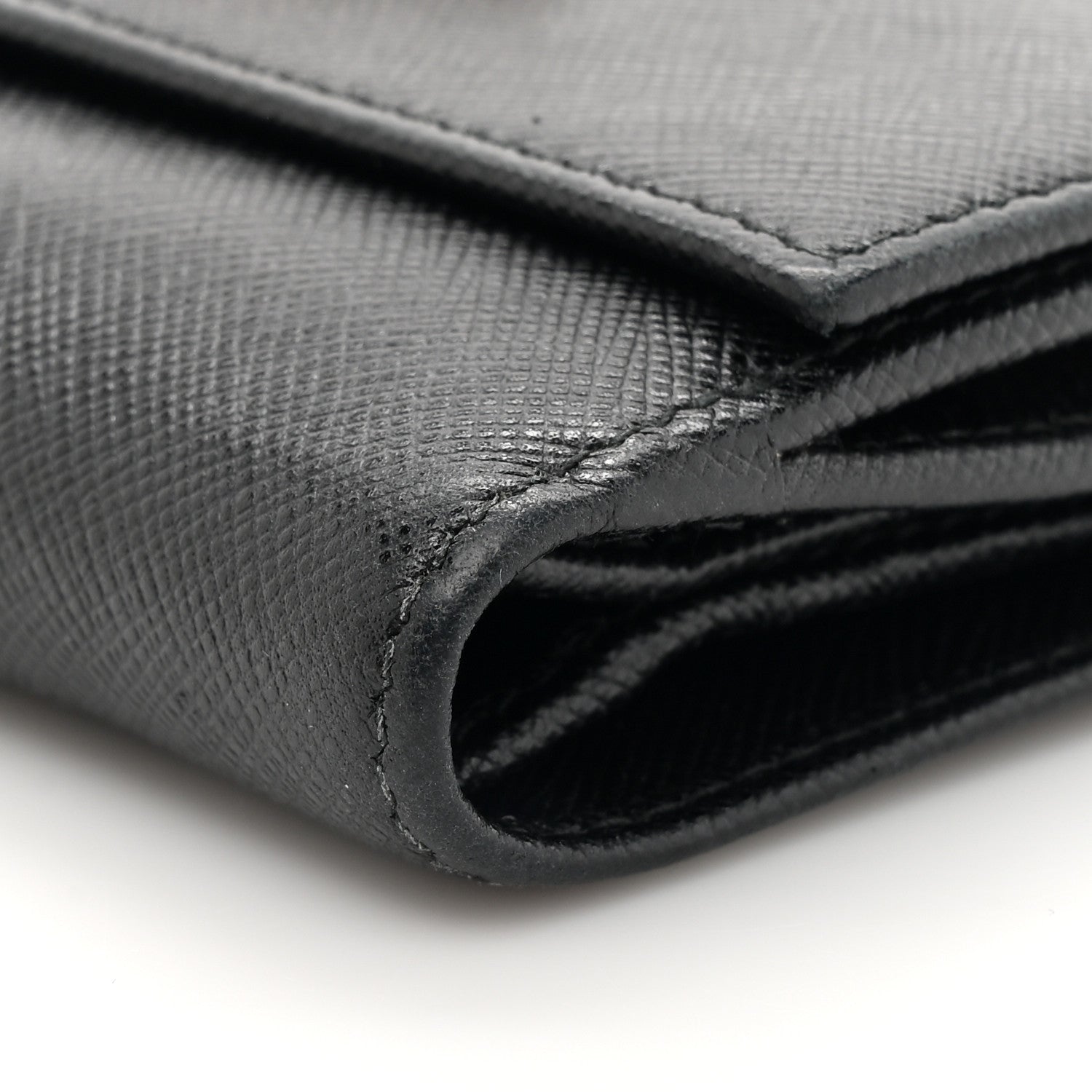 Prada Saffiano Small Triangle Bi-Fold Wallet Black 9 of 11