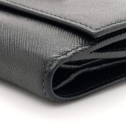Prada Saffiano Small Triangle Bi-Fold Wallet Black 9 of 11