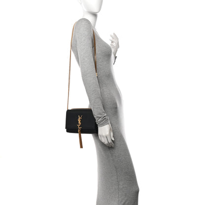 Saint Laurent Grain De Poudre Small Classic Monogram Kate Tassel Satchel Black 2 of 11