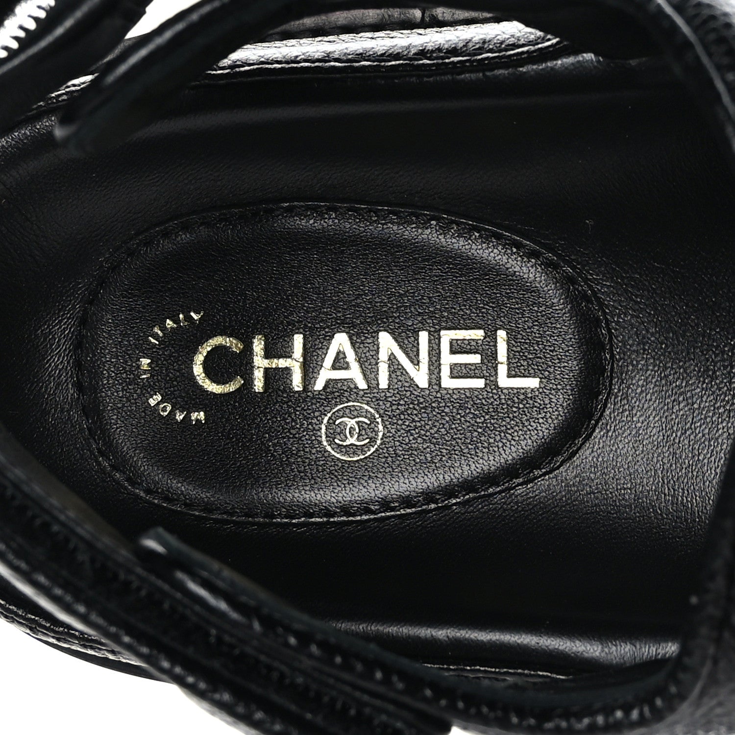 Chanel Grained Calfskin Velcro Dad Sandals 37 Black 7 of 8