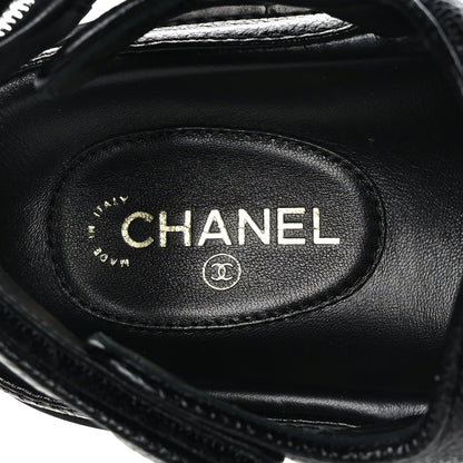 Chanel Grained Calfskin Velcro Dad Sandals 37 Black 7 of 8