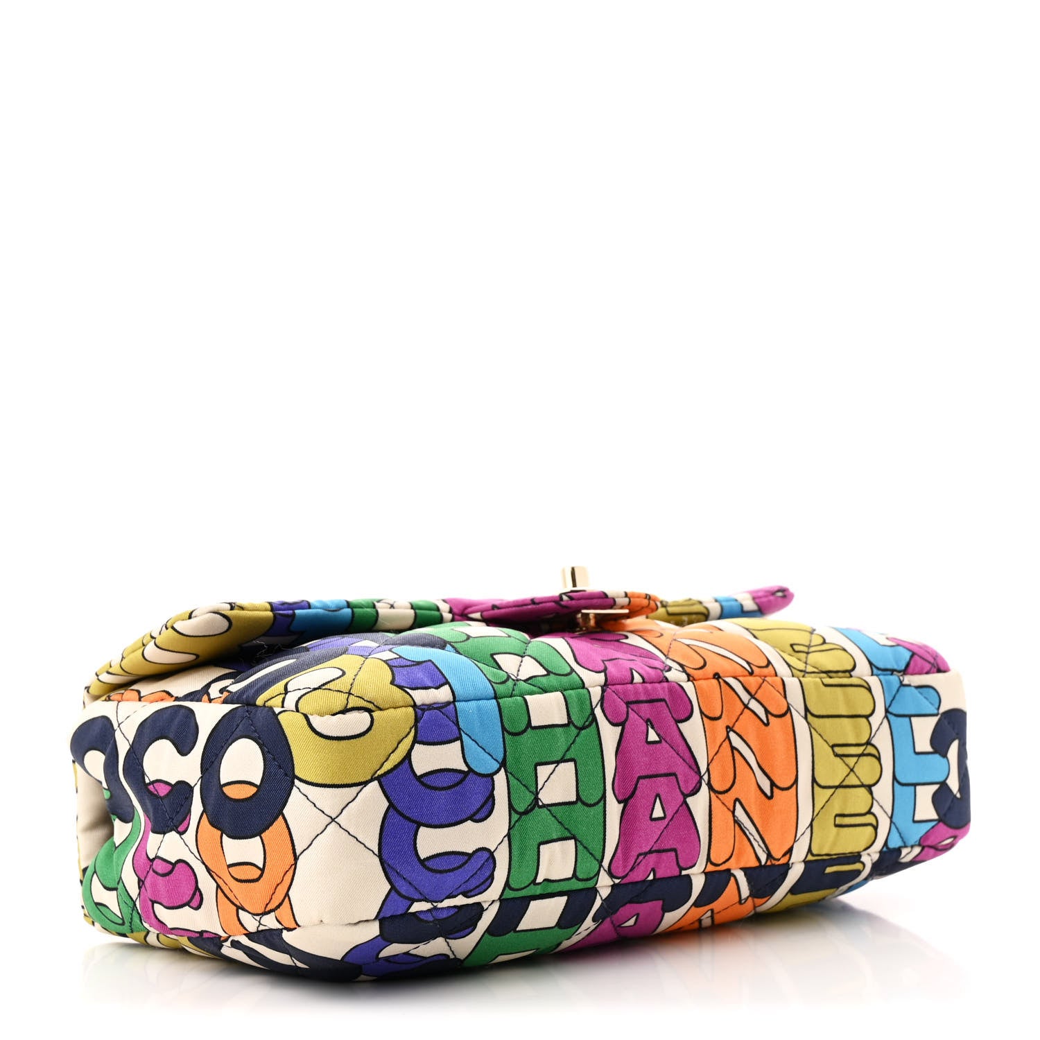 Chanel Printed Fabric Quilted Logo Single Flap Bag Multicolor 4 of 10