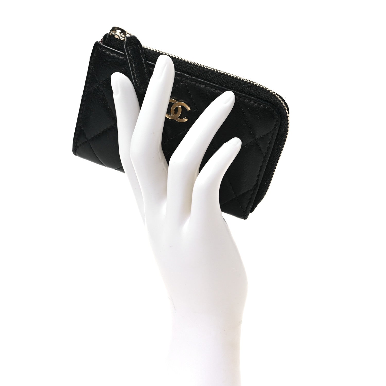 Chanel Lambskin Quilted Key Holder Case Black 2 of 8