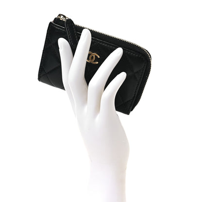 Chanel Lambskin Quilted Key Holder Case Black 2 of 8