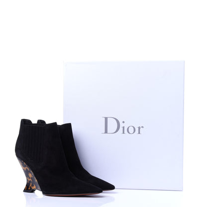 Christian Dior Suede Tortoise Wedge Ankle Boots 35 Black 10 of 10