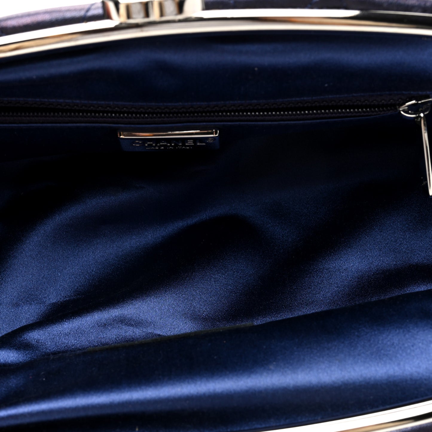 Metallic Lambskin Quilted Timeless Clutch  Blue