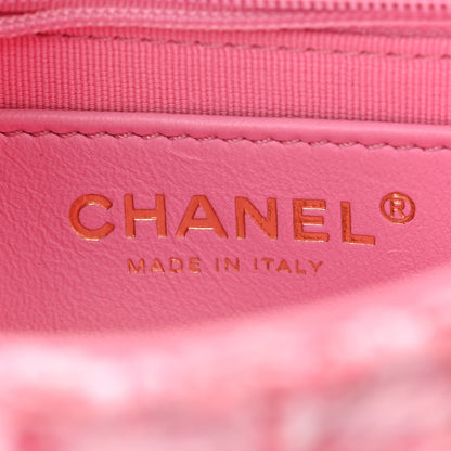 Chanel Tweed Resin Quilted Mini Heart Square Flap Pink White 6 of 11