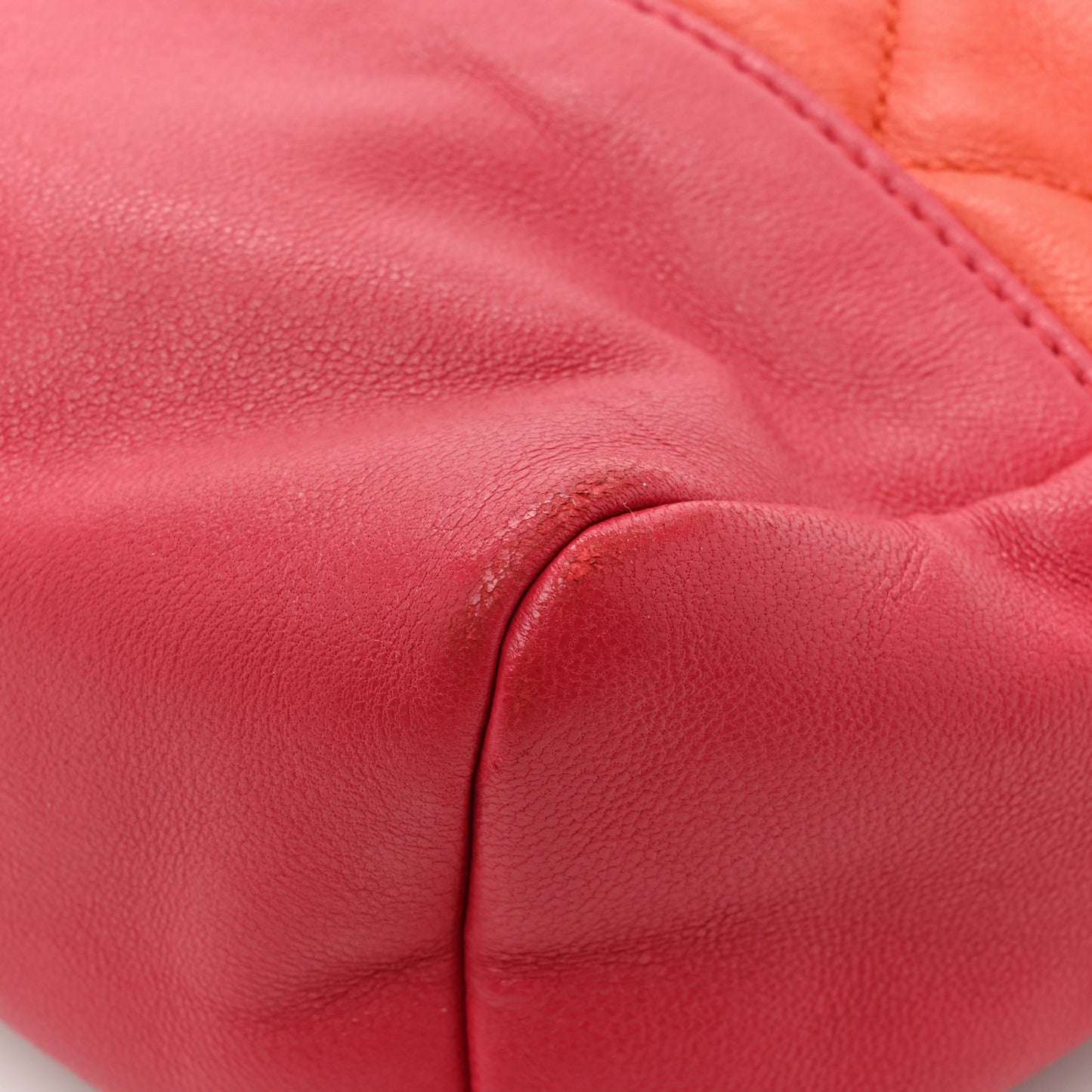Lambskin Quilted Large 31 Shopping Bag Orange Red