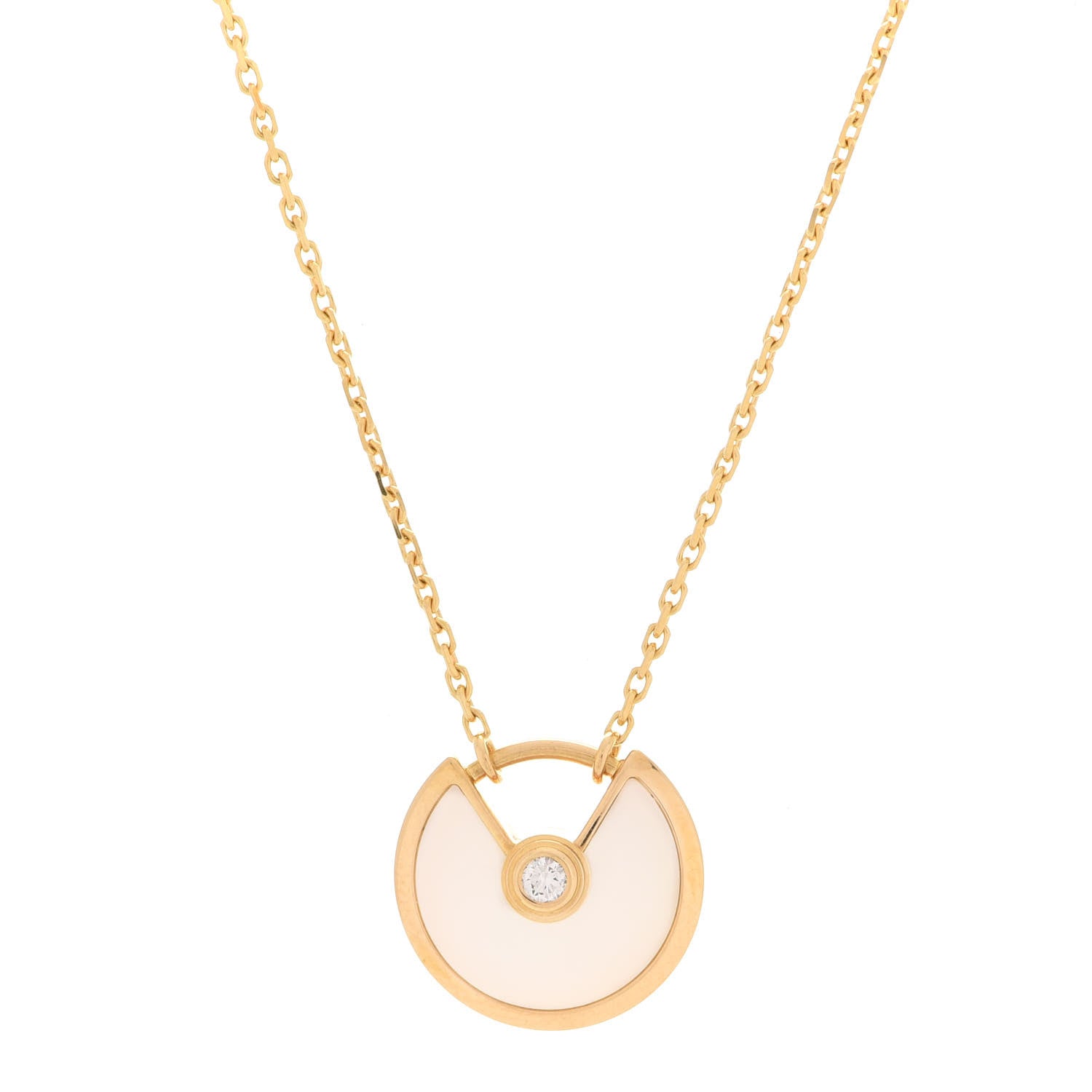 Cartier 18K Yellow Gold Diamond Mother of Pearl XS Amulette de Cartier Pendant Necklace 4 of 8