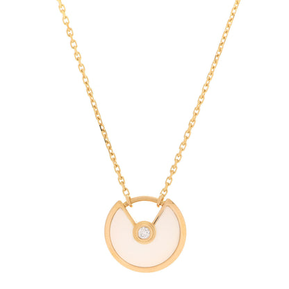 Cartier 18K Yellow Gold Diamond Mother of Pearl XS Amulette de Cartier Pendant Necklace 4 of 8