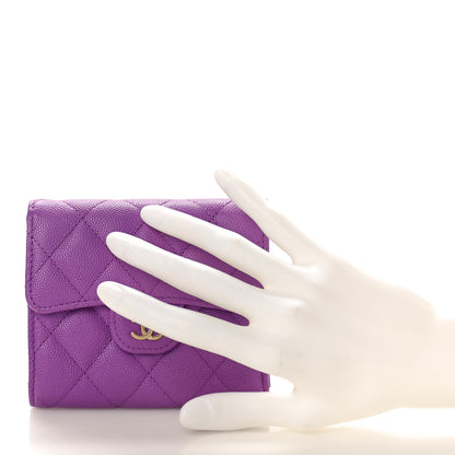 Chanel Caviar Quilted Compact Flap Wallet Purple 2 of 10