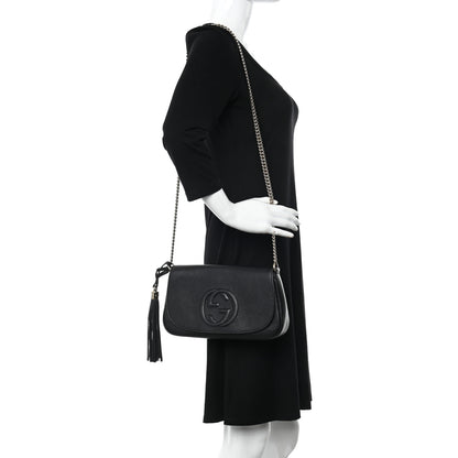 Gucci Pebbled Calfskin Medium Soho Flap Crossbody Black 2 of 10
