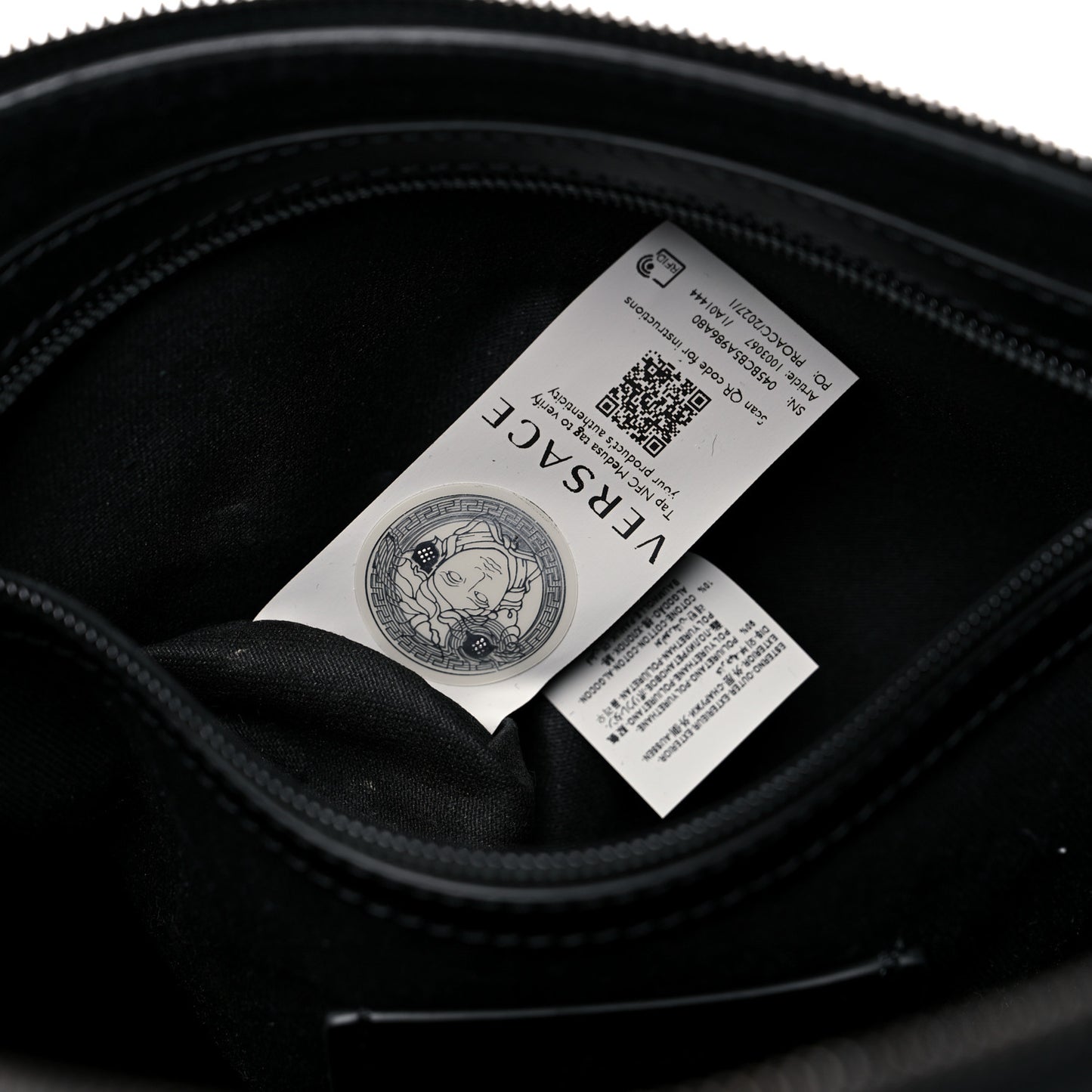 Coated Canvas Calfskin La Greca Signature Travel Bag Black Grey