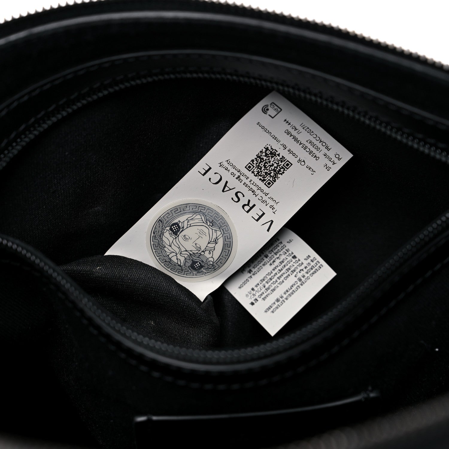 Versace Coated Canvas Calfskin La Greca Signature Travel Bag Black Grey 7 of 14