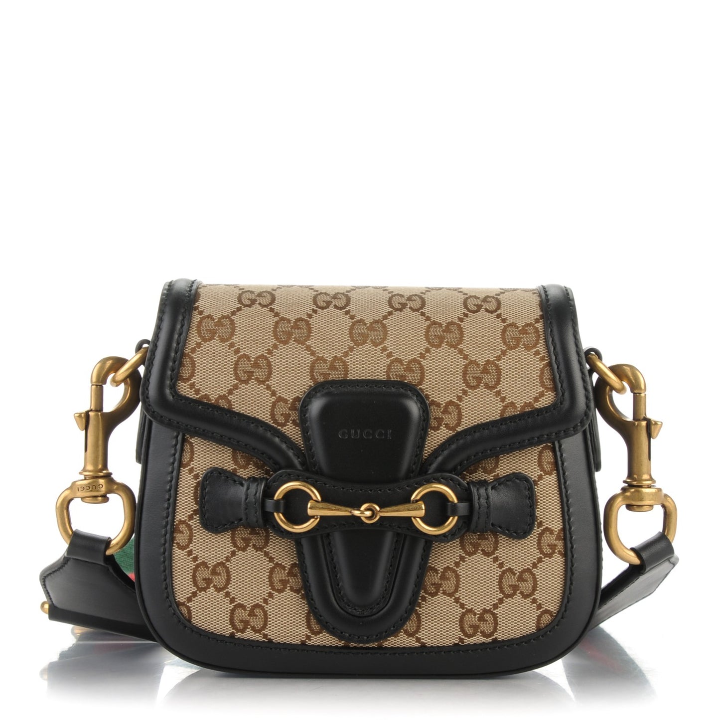 Monogram Small Lady Web Shoulder Bag Beige Black