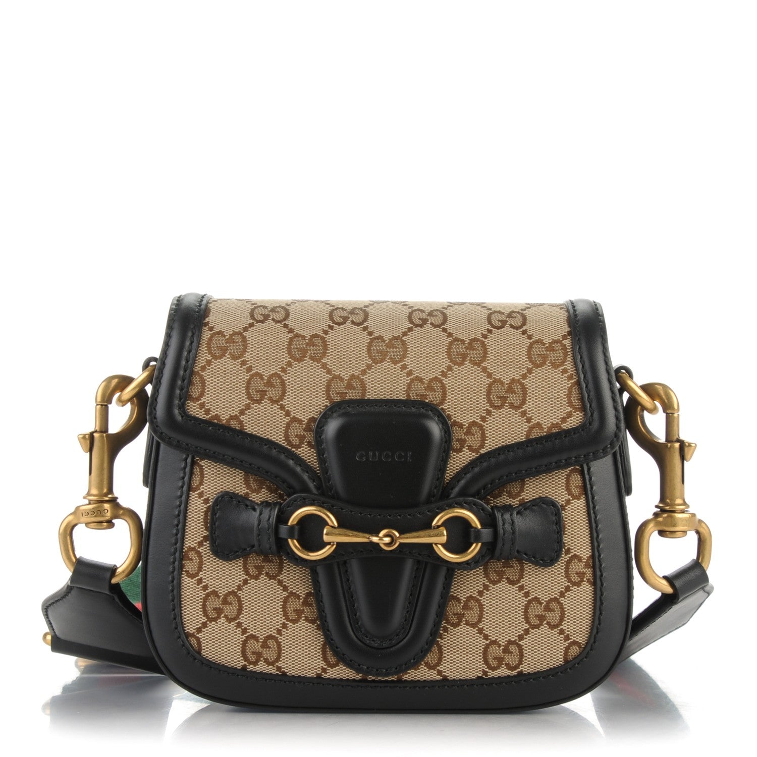 Gucci Monogram Small Lady Web Shoulder Bag Beige Black 1 of 7