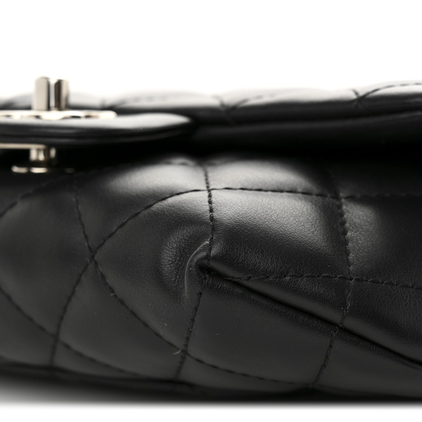 Calfskin Quilted CC Uniform Flap Belt Bag Black