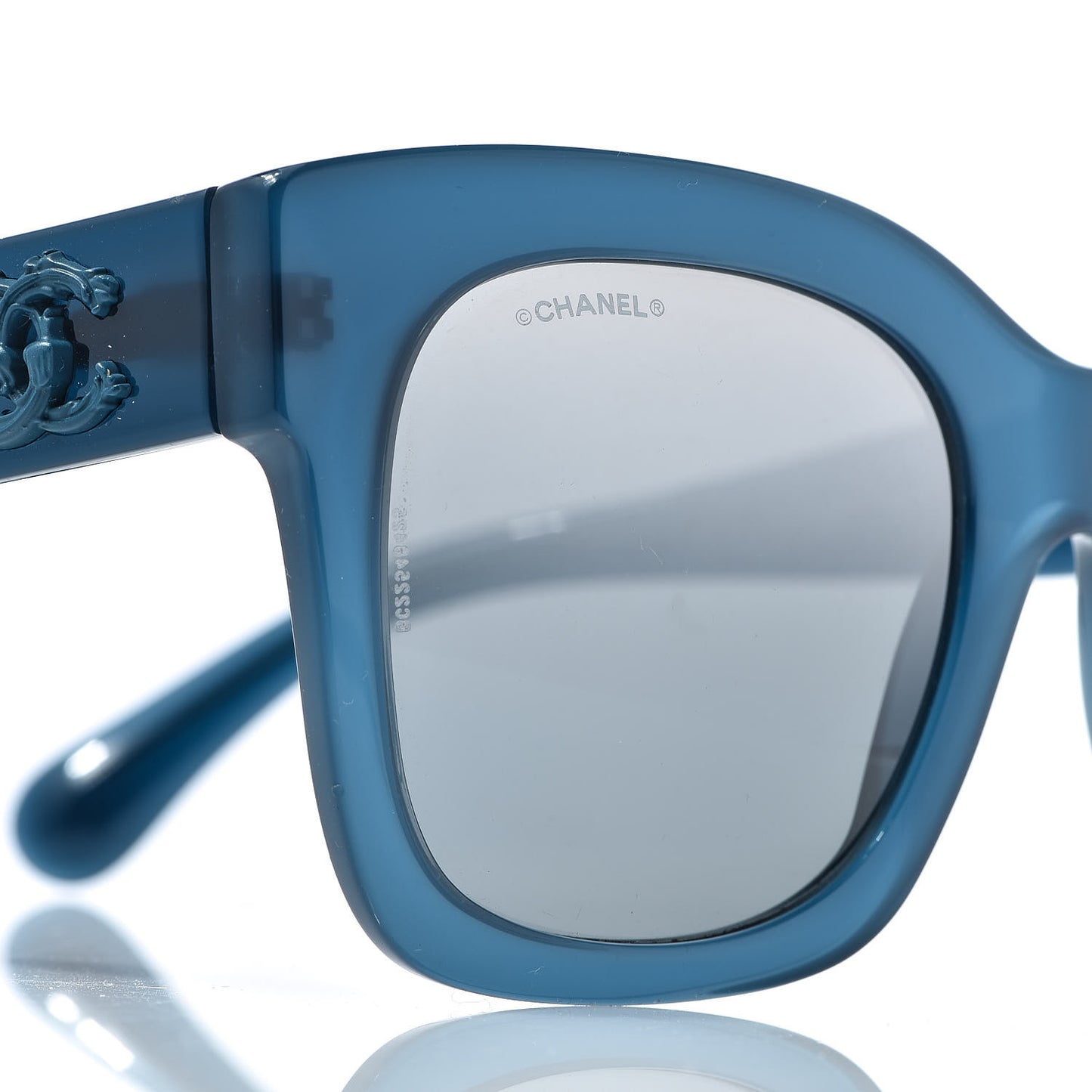 Acetate Mirror CC Square Fall Sunglasses 5357 Dark Blue