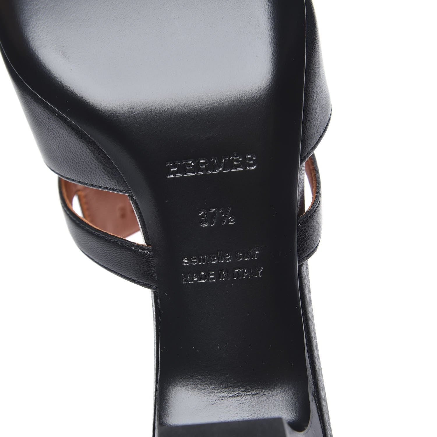 Hermes Goatskin Candy Sandals 37.5 Black 6 of 8