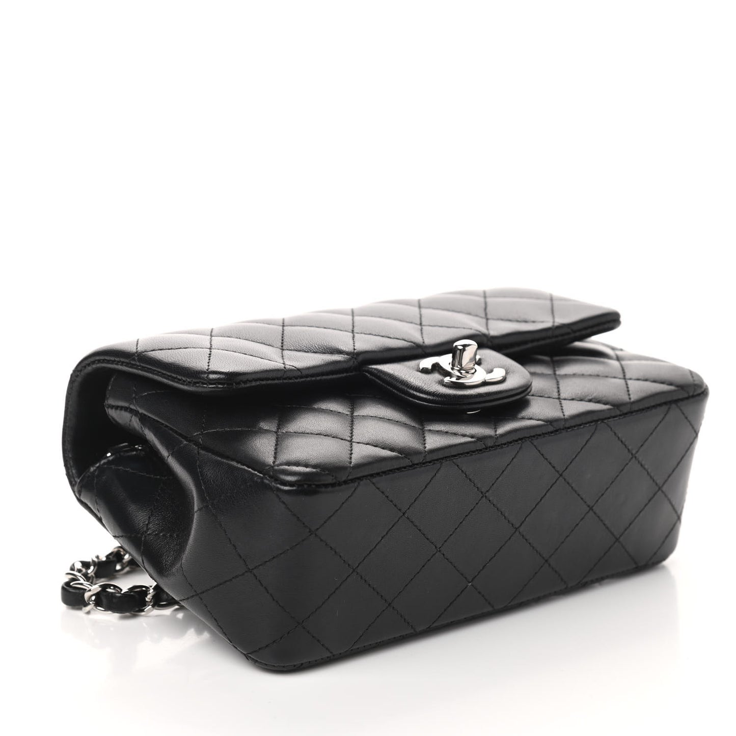 Lambskin Quilted Mini Rectangular Flap Black