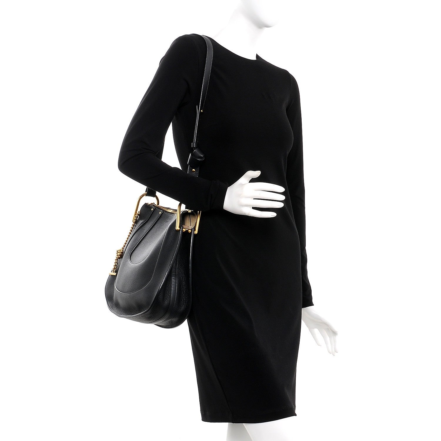 Chloe Grained Calfskin Small Hayley Hobo Black 2 of 7