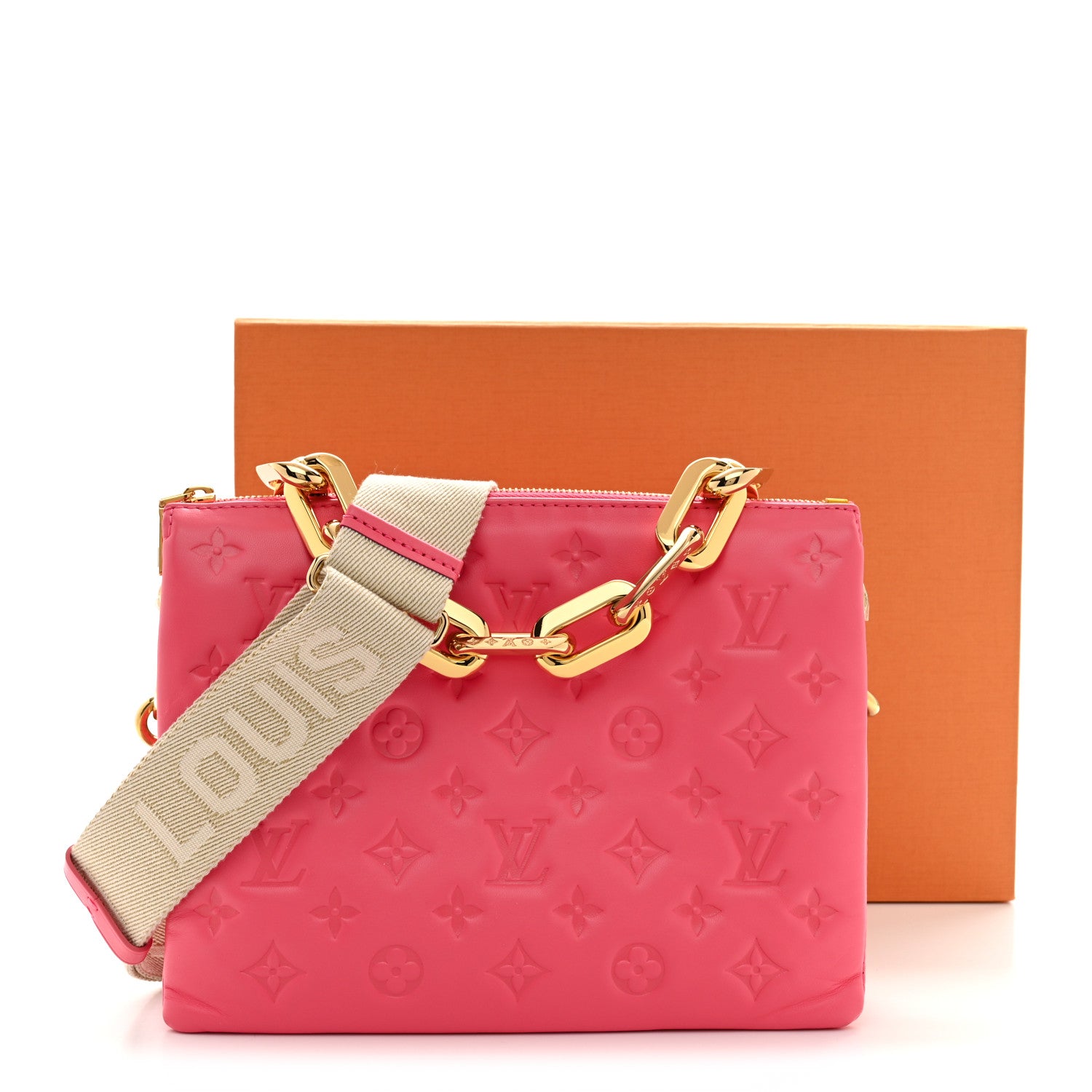 Louis Vuitton Lambskin Embossed Monogram Coussin PM Pink 12 of 12