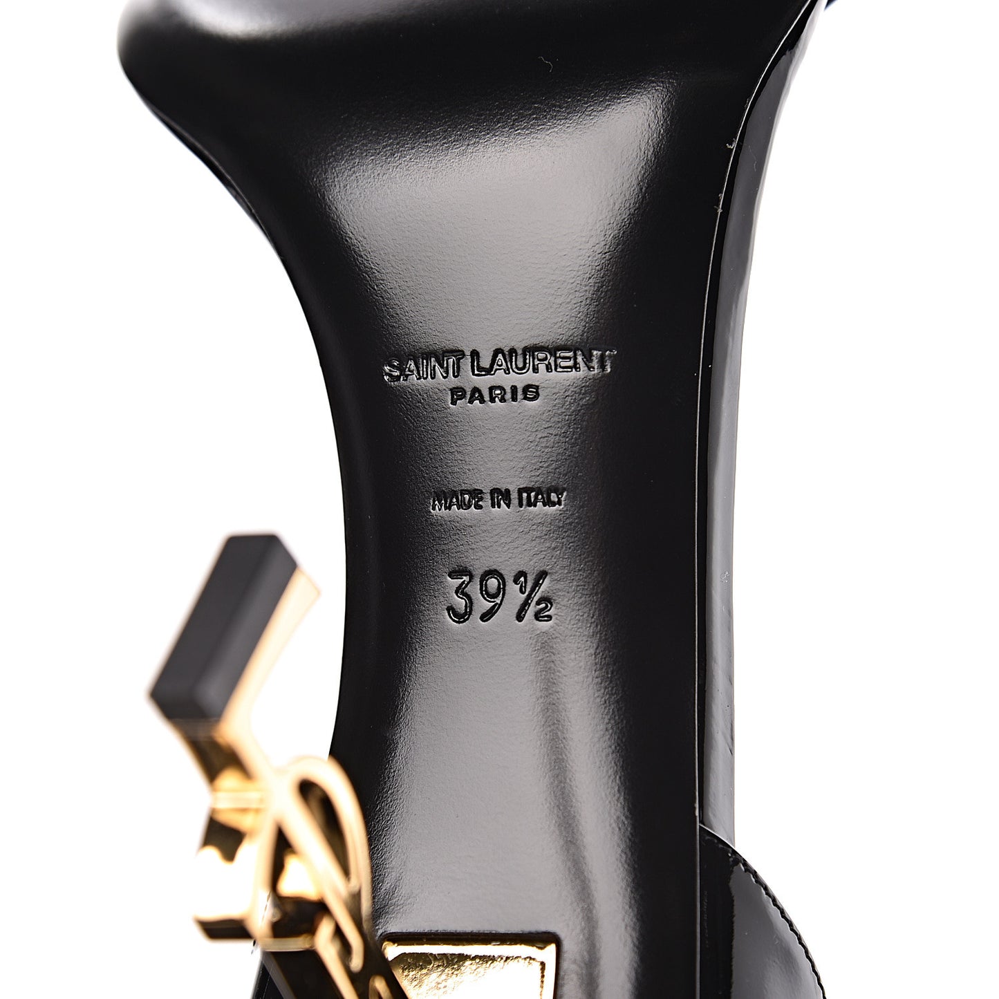 Patent Calfskin Opyum Sandals 39.5 Black Gold