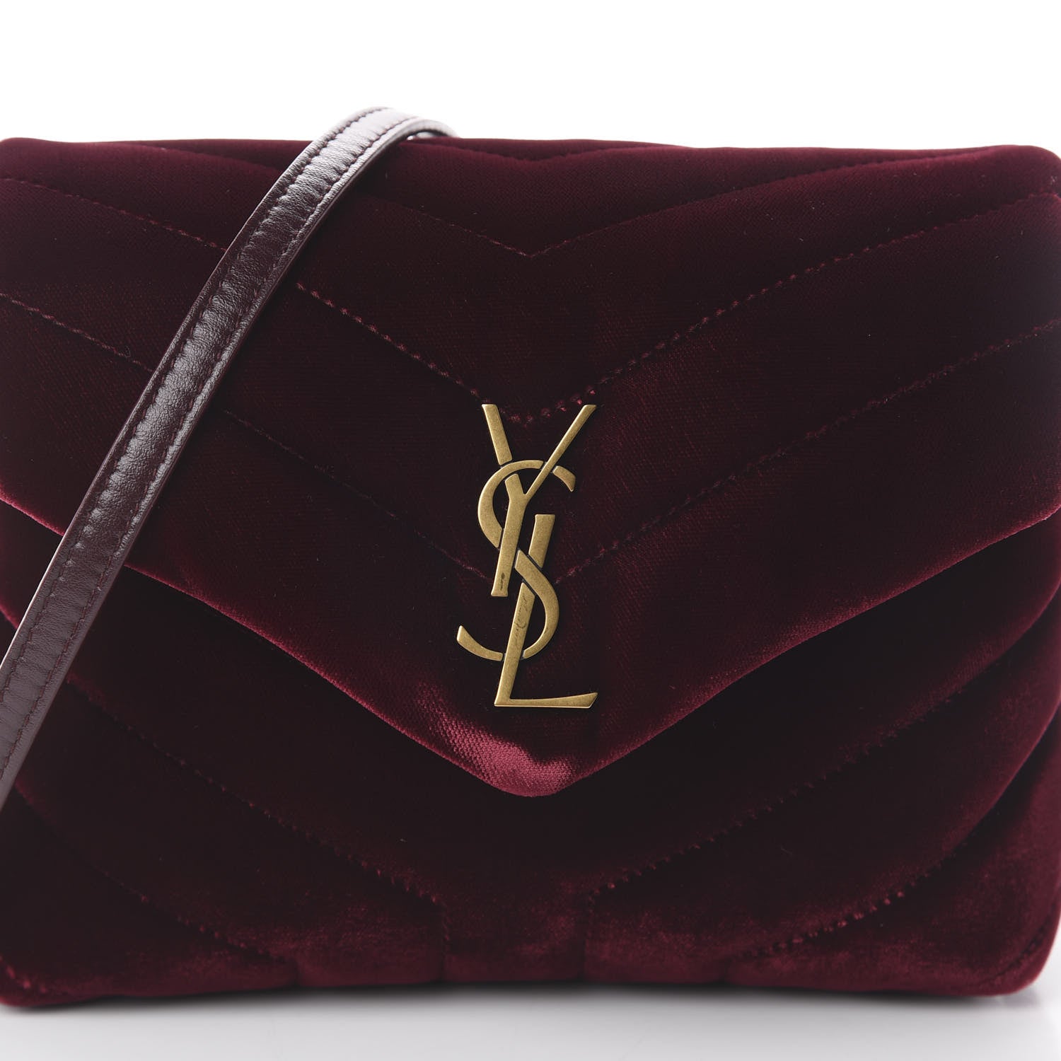 Saint Laurent Velvet Y Quilted Monogram Toy Loulou Crossbody Bag French Burgundy 8 of 8