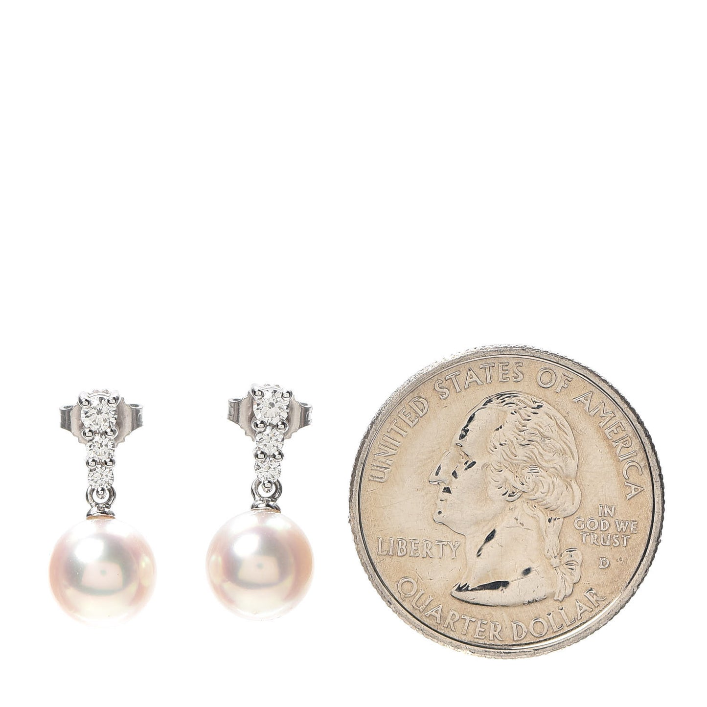 18K White Gold Diamond Akoya Pearl 8mm Morning Dew Earrings
