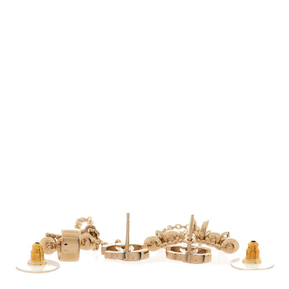 Chanel Metal Crystal CC Chain Cuff Earrings Gold 3 of 5