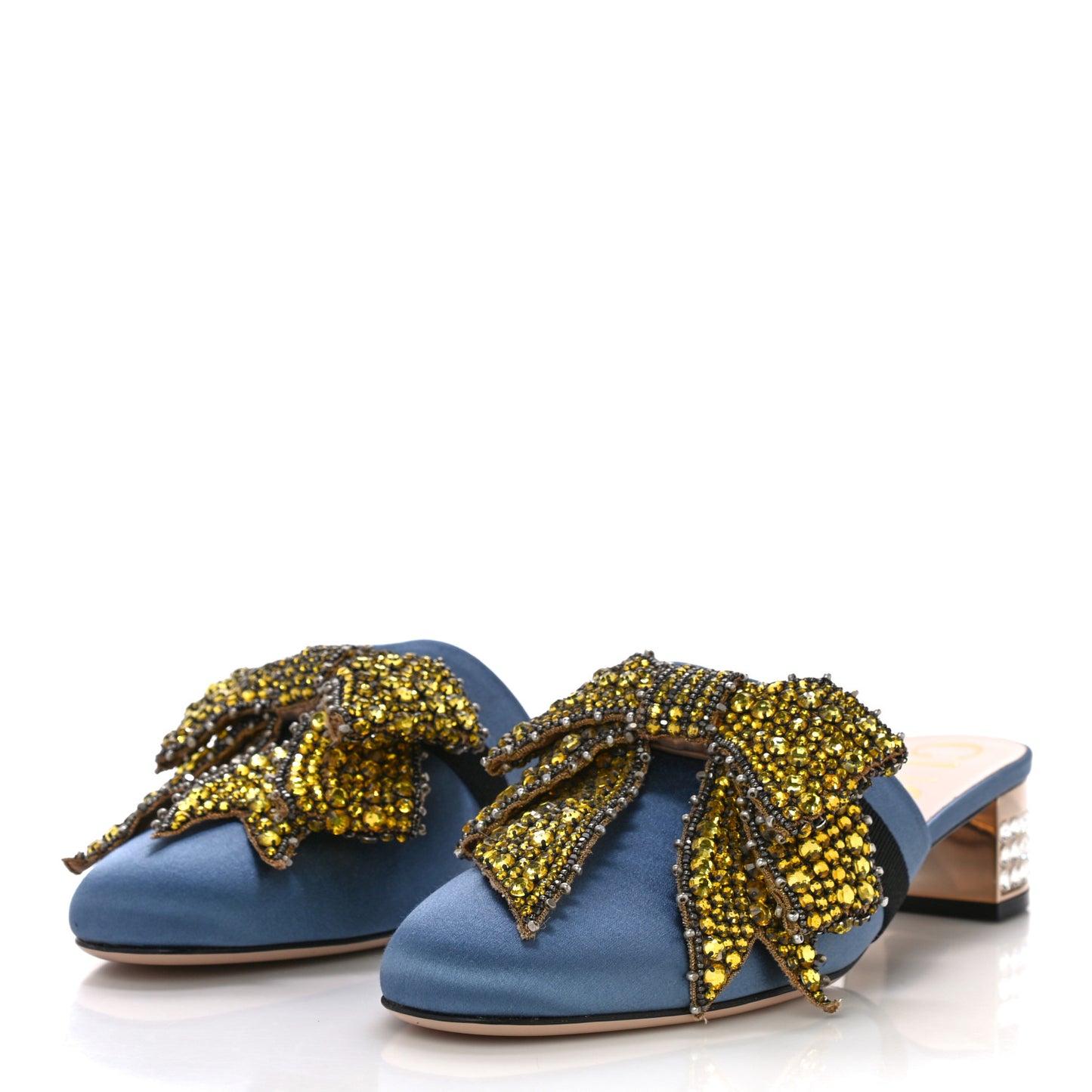 Raso Satin Crystal Embellished Bow Mules 38 Carta Zucchero