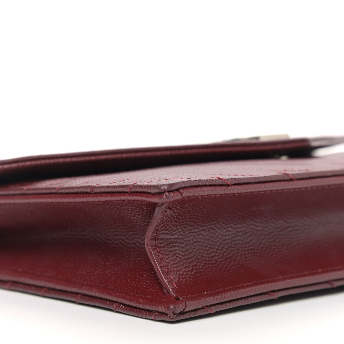 Grain De Poudre Matelasse Chevron Monogram Envelope Chain Wallet Palissandre