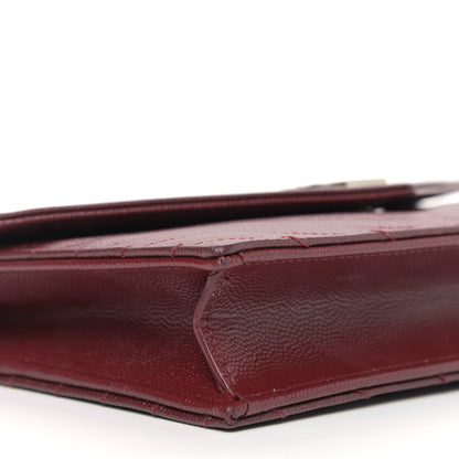 Saint Laurent Grain De Poudre Matelasse Chevron Monogram Envelope Chain Wallet Palissandre 6 of 7