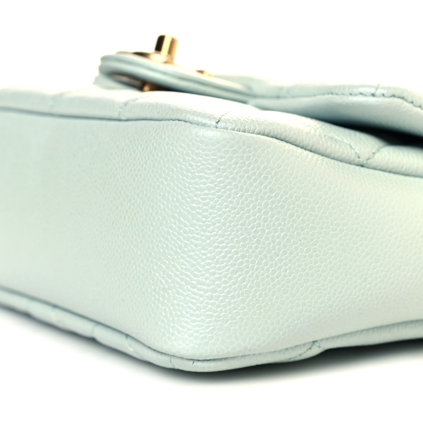 Iridescent Caviar Quilted Mini My Perfect Flap Light Green