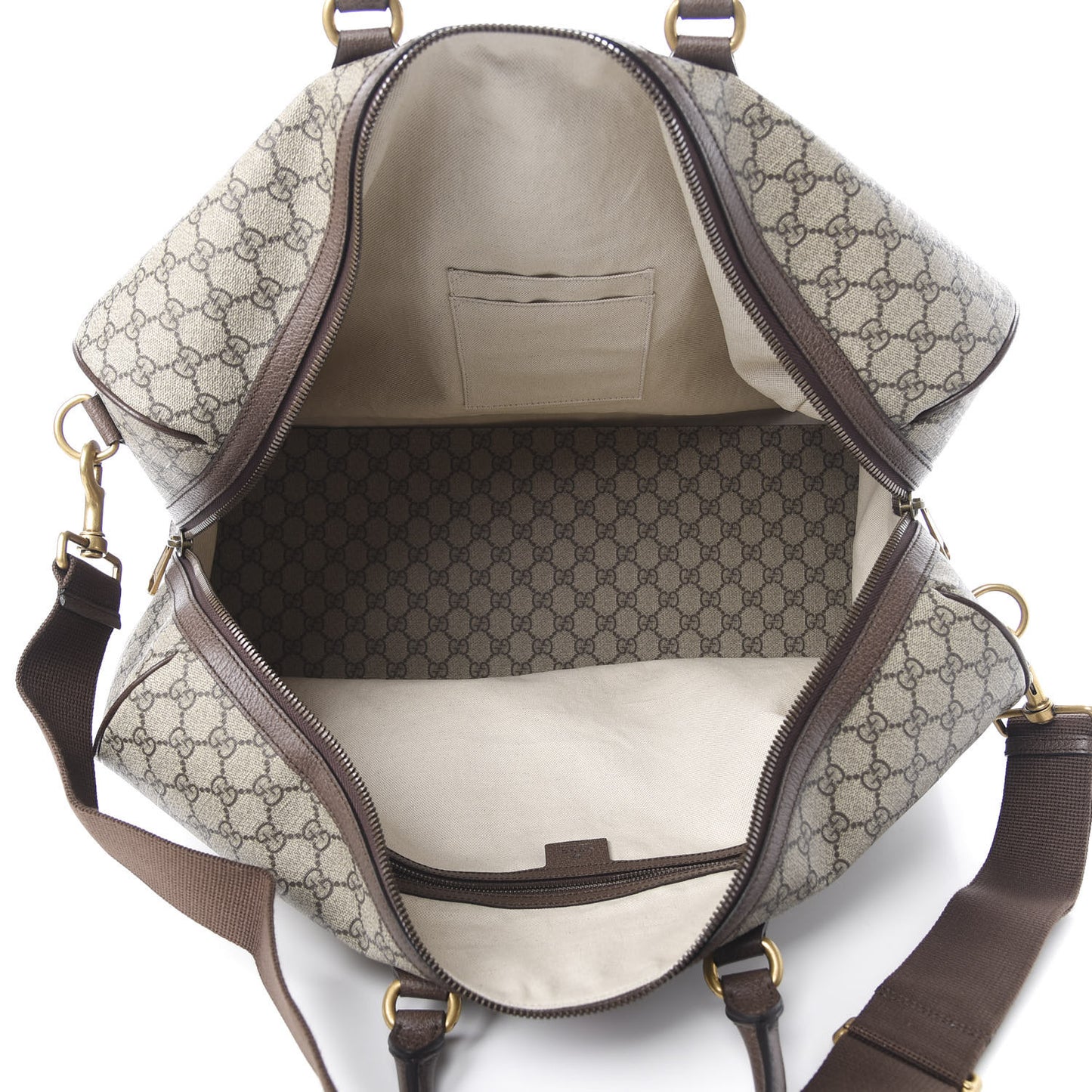GG Supreme Monogram Textured Dollar Calfskin Web Large Savoy Duffle Bag Beige Ebony New Acero