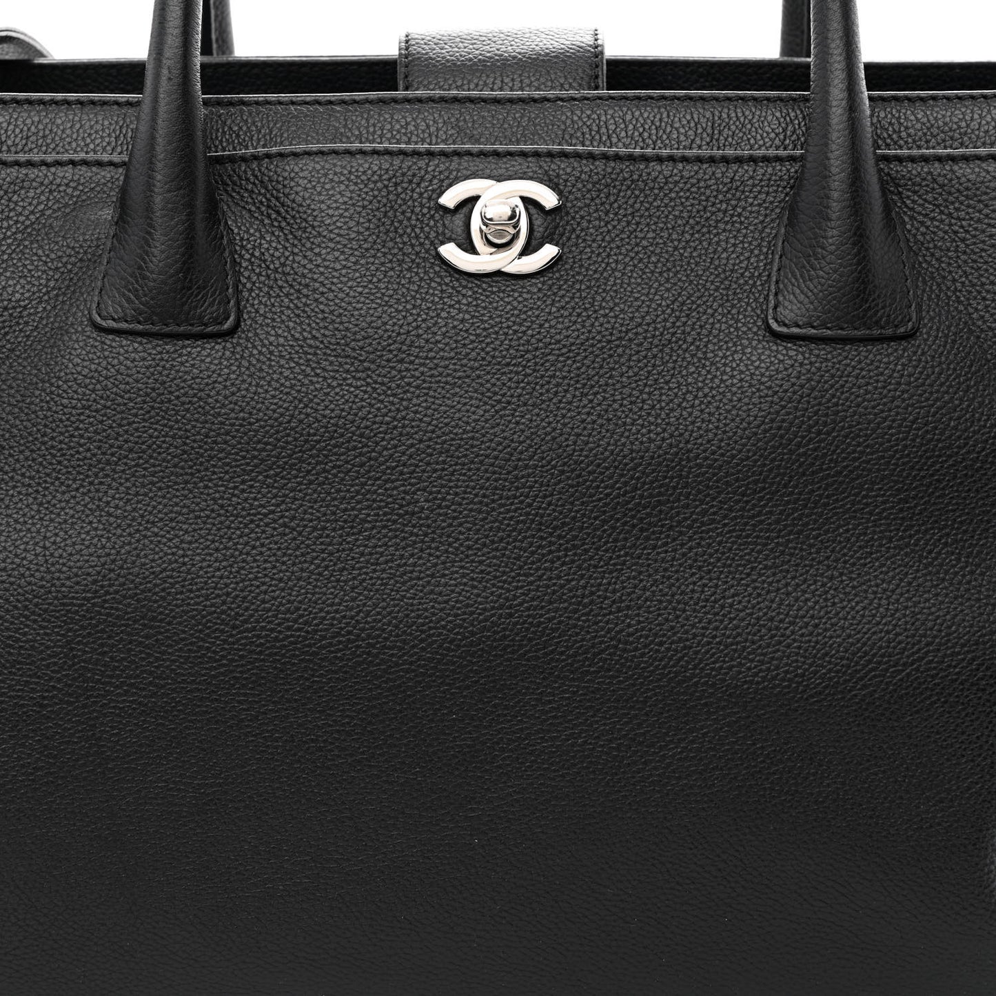 Calfskin Cerf Executive Shopper Tote Black