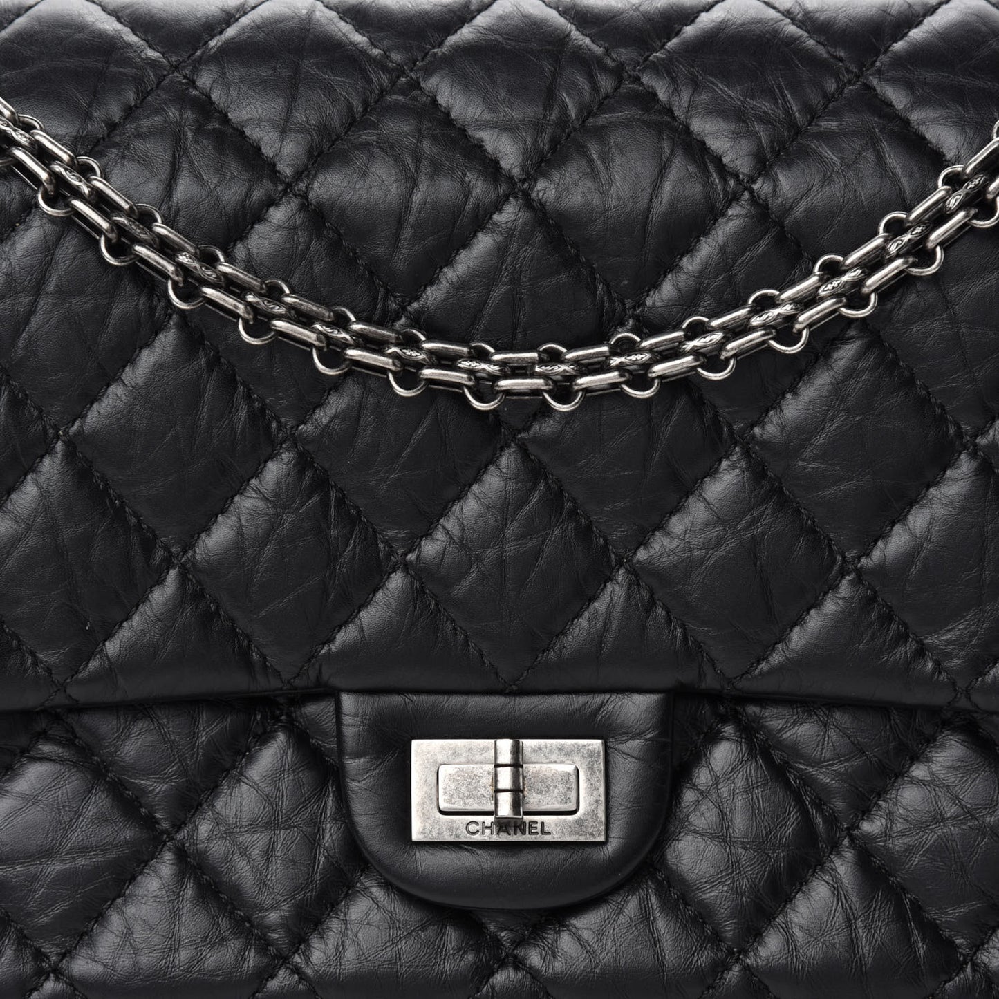Aged Calfskin Quilted 2.55 Reissue 226 Flap Black