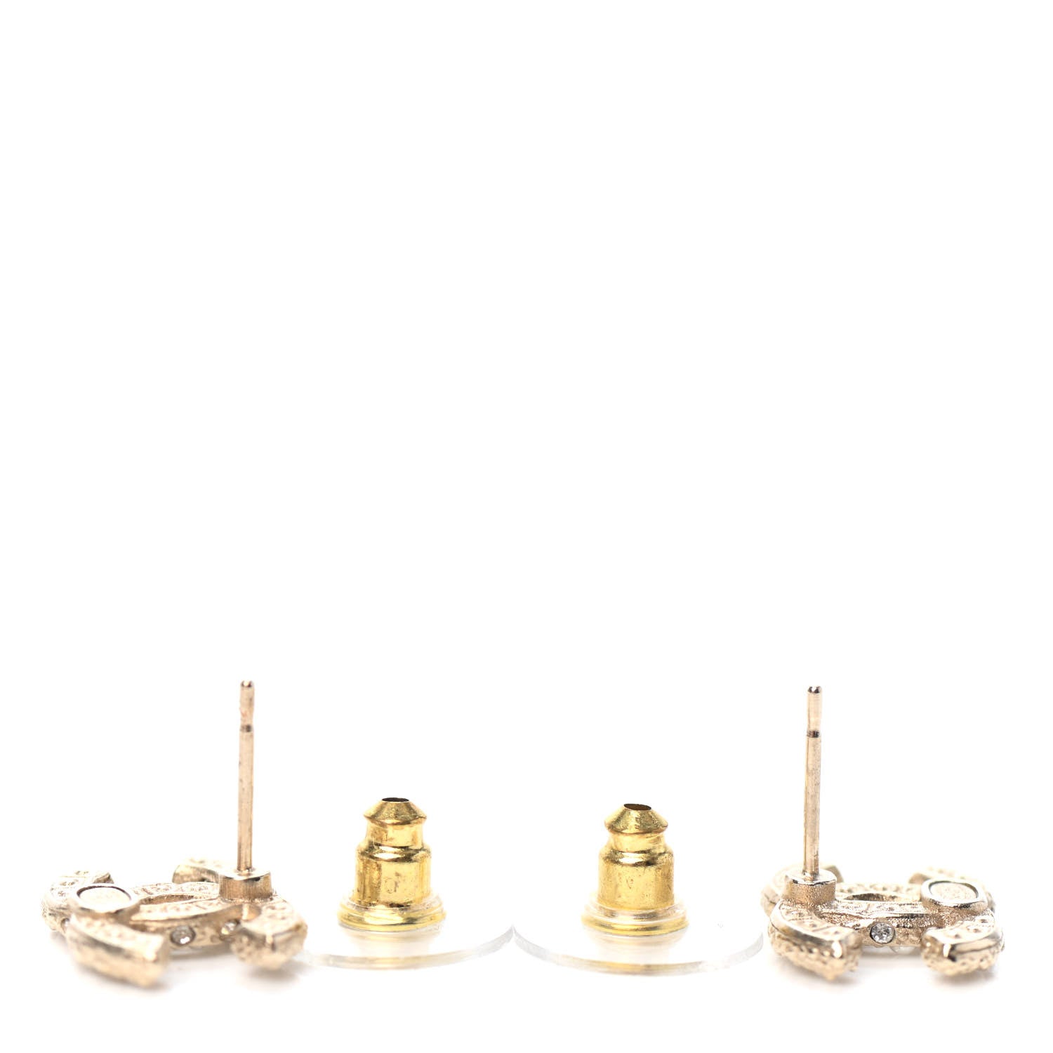 Chanel Pearl Crystal CC Earrings Light Gold 3 of 4