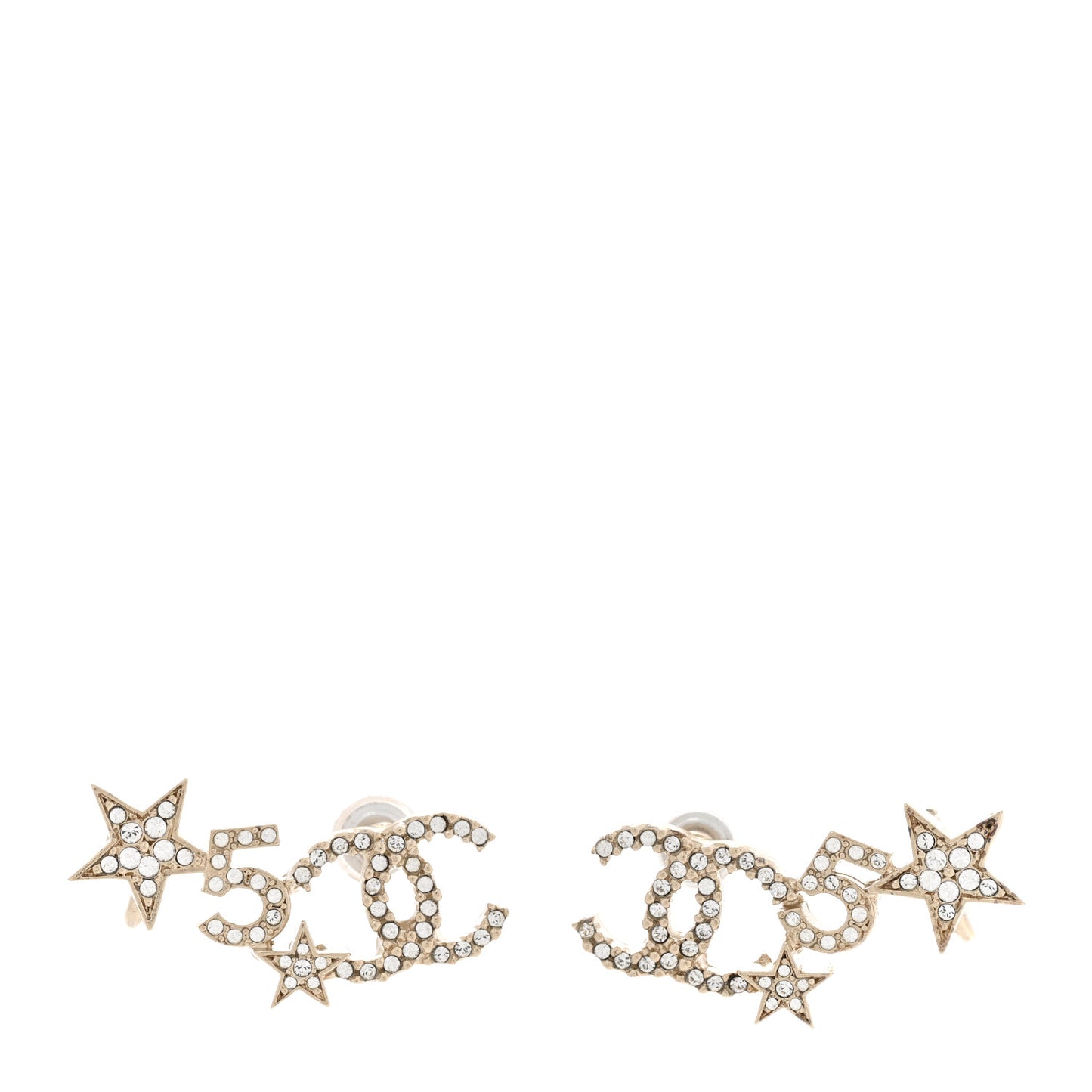 Crystal Star 5 CC Earrings Gold