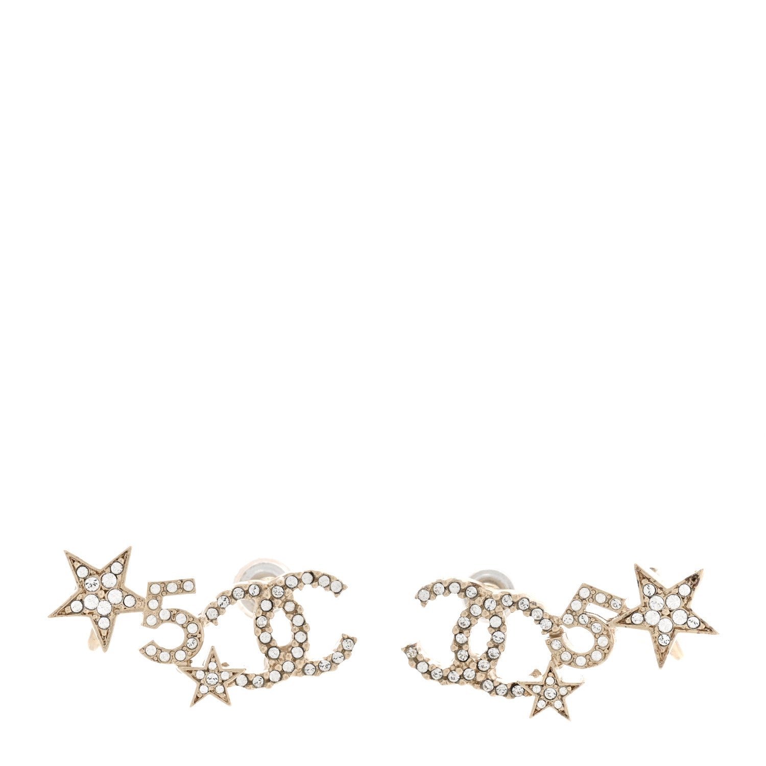Chanel Crystal Star 5 CC Earrings Gold 1 of 5