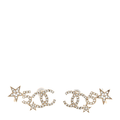 Chanel Crystal Star 5 CC Earrings Gold 1 of 5