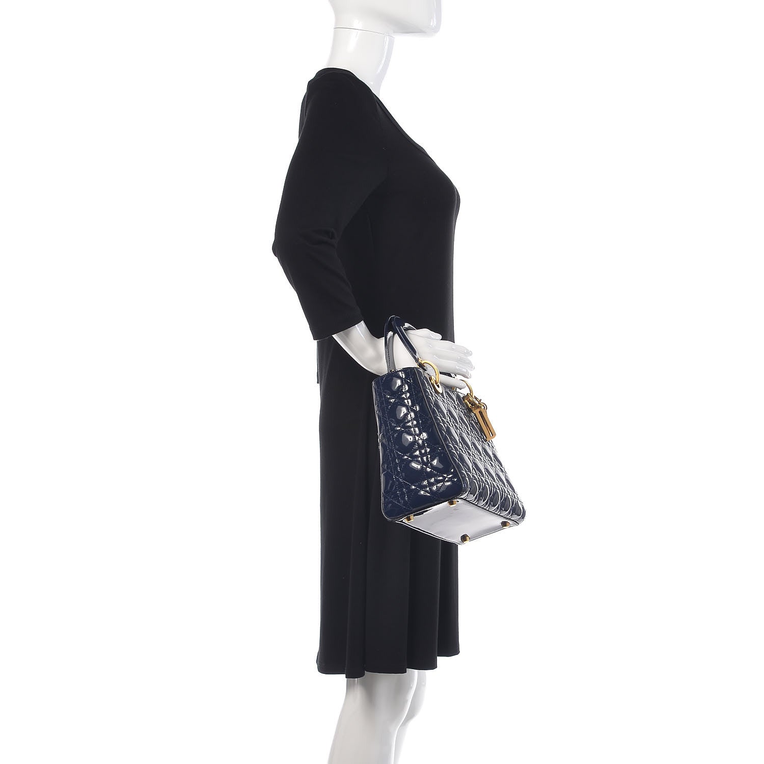 Christian Dior Patent Cannage Medium Lady Dior Navy Blue 2 of 12