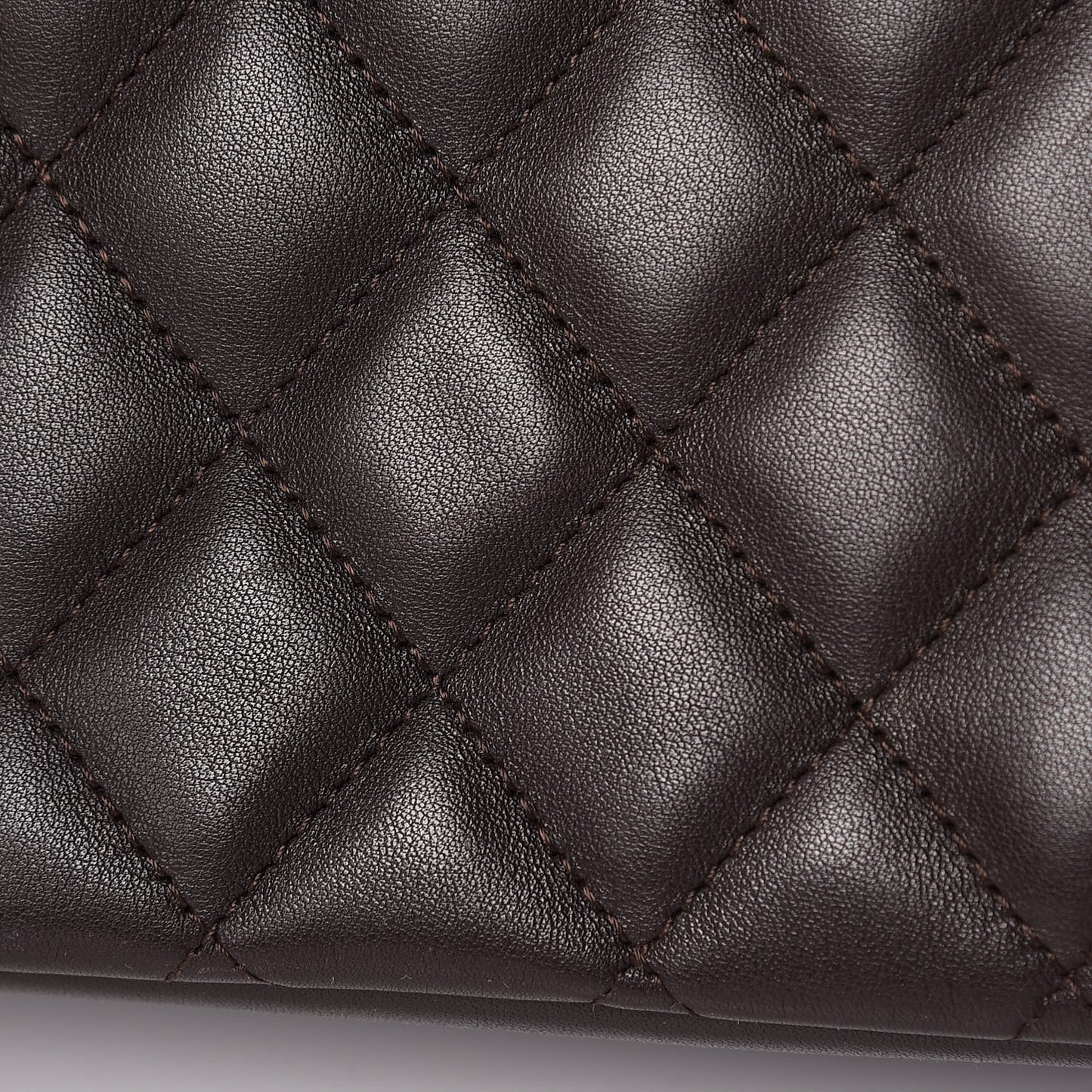 Calfskin Quilted Large Cambon Tote Brown