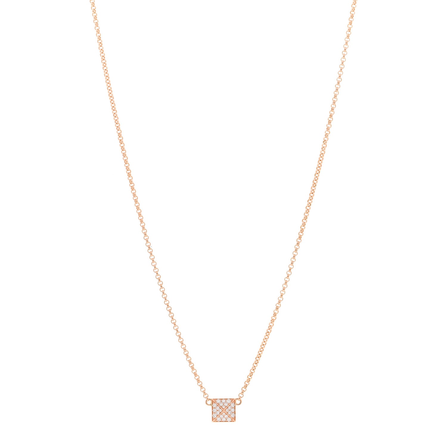Hermes 18K Rose Gold Diamond Clou d'H Pendant Necklace 1 of 4