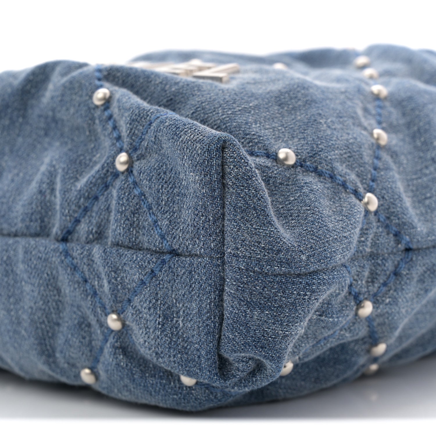 Chanel Washed Denim Quilted Studded Mini Chanel 22 Blue 10 of 10